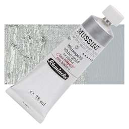 Schmincke Mussini Oil Color - White Gold, 35 ml tube and swatch