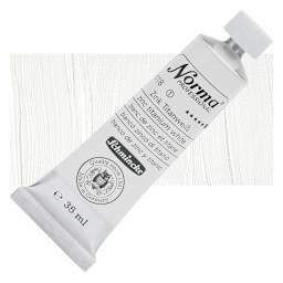 Schmincke Norma Professional Oil Paint - Zinc Titanium White, 35 ml, Tube and swatch