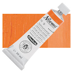 Schmincke Norma Professional Oil Paint - Cadmium Orange, 35 ml, Tube and swatch