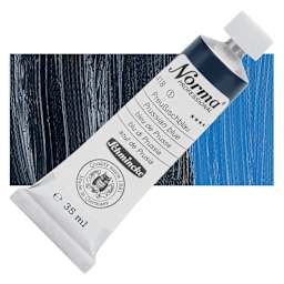 Schmincke Norma Professional Oil Paint - Prussian Blue, 35 ml, Tube and swatch