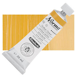 Schmincke Norma Professional Oil Paint - Yellow Ochre, 35 ml, Tube and swatch