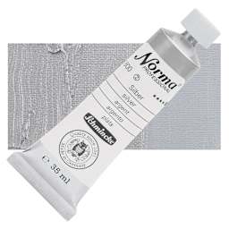Schmincke Norma Professional Oil Paint - Silver, 35 ml, Tube and swatch