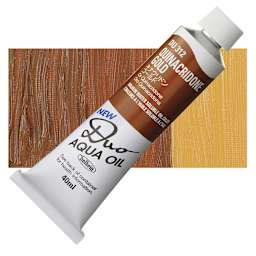 Holbein Duo Aqua Water Soluble Oil - Quinacridone Gold, 40 ml tube and swatch
