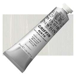 Winsor & Newton Griffin Alkyd - Mixing White, 37 ml tube and swatch
