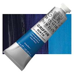 Winsor & Newton Griffin Alkyd - Phthalo Blue, 37 ml tube and swatch