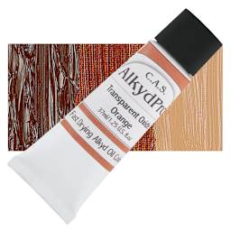 CAS AlkydPro Fast-Drying Alkyd Oil Color - Transparent Oxide Orange, 37 ml tube and swatch