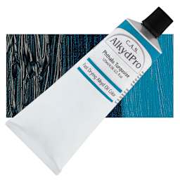 CAS AlkydPro Fast-Drying Alkyd Oil Color - Phthalo Turquoise, 120 ml tube and swatch