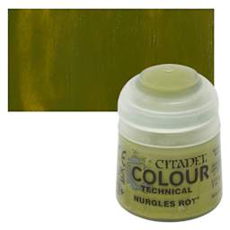 Citadel Technical Acrylic Paint - Nurgle's Rot, 12 ml bottle and swatch