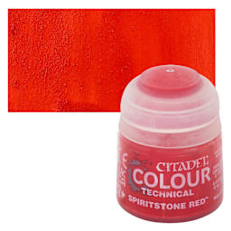 Citadel Technical Acrylic Paint - Spiritstone Red, 12 ml bottle and swatch