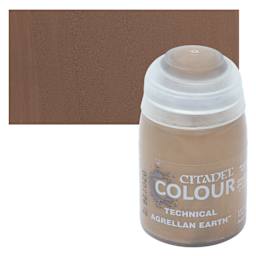 Citadel Technical Acrylic Paint - Agrellan Earth, 24 ml, swatch and bottle