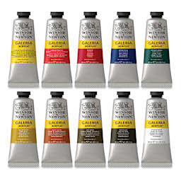 Winsor & Newton Galeria Acrylics - Set of 10, Assorted Colors, 60 ml, tubes out of packaging