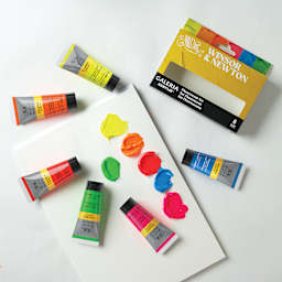 Winsor & Newton Galeria Acrylics - Set of 6, Fluorescent Colors, 20 ml tubes of paint and swatches