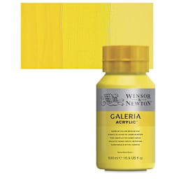 Winsor & Newton Galeria Flow Acrylic - Cadmium Yellow Medium Hue, 500 ml tube and swatch