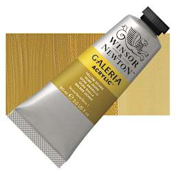 Winsor & Newton Galeria Flow Acrylic - Yellow Ochre, 60 ml tube and swatch
