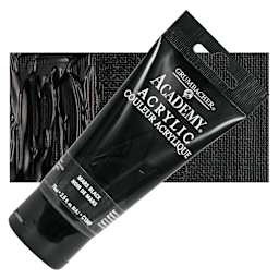 Grumbacher Academy Acrylic - Mars Black, 75 ml tube and swatch