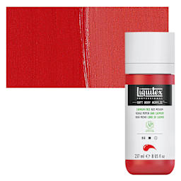 Liquitex Soft Body Artist Acrylic - Cadmium-Free Red Medium, 237 ml bottle and swatch