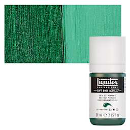 Liquitex Soft Body Artist Acrylic - Green Deep Permanent, 59 ml bottle and swatch