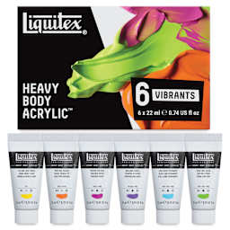 Liquitex Professional Heavy Body Acrylics - Set of 6, Vibrant Colors, 22 ml, contents and packaging