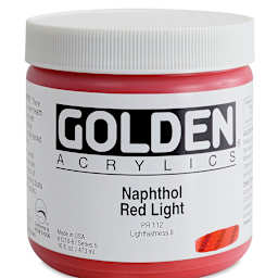 Golden Heavy Body Artist Acrylics - Naphthol Red Light, 16 oz Jar