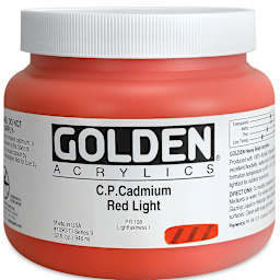 Golden Heavy Body Artist Acrylics - Cadmium Red Light, 32 oz Jar