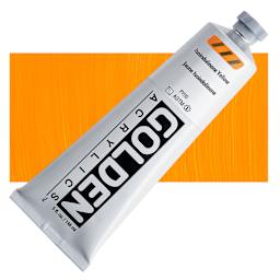 Golden Heavy Body Acrylic Paint - Isoindolinone Yellow, 5 oz Tube and swatch