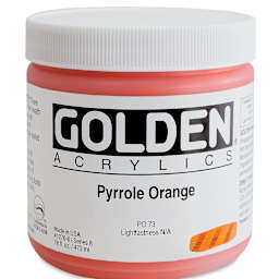 Golden Heavy Body Artist Acrylics - Pyrrole Orange, 16 oz Jar