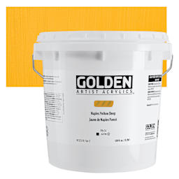 Golden Heavy Body Acrylic Paint - Naples Yellow Deep, 3.78 L, Jar and swatch