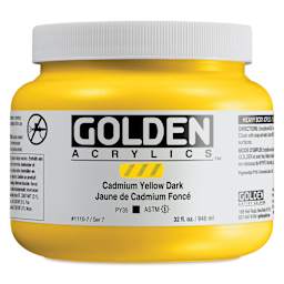 Golden Heavy Body Artist Acrylics - Cadmium Yellow Dark, 32 oz Jar