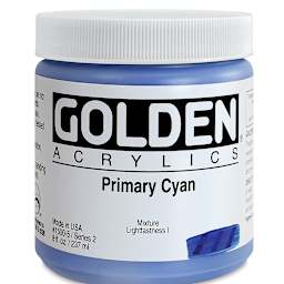 Golden Heavy Body Artist Acrylics - Primary Cyan, 8 oz Jar