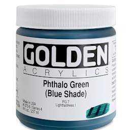 Golden Heavy Body Artist Acrylics - Phthalo Green (Blue Shade), 8 oz Jar