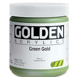 Golden Heavy Body Artist Acrylics - Green Gold, 8 oz Jar
