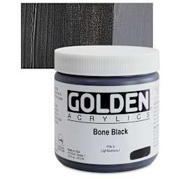 Golden Heavy Body Artist Acrylic - Bone Black, 16 oz Jar and swatch