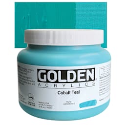 Golden Heavy Body Artist Acrylic - Cobalt Teal, 32 oz and swatch