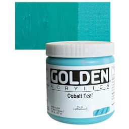Golden Heavy Body Artist Acrylic - Cobalt Teal, 8 oz and swatch