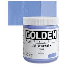 Golden Heavy Body Artist Acrylic - Light Ultramarine Blue, 8 oz Jar and swatch