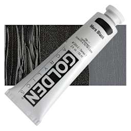 Golden Heavy Body Artist Acrylic - Mars Black, 2 oz Tube and swatch