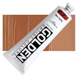 Golden Heavy Body Artist Acrylic - Mars Yellow, 5 oz tube and swatch