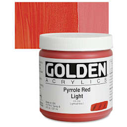 Golden Heavy Body Artist Acrylic - Pyrrole Red Light, 8 oz Jar and swatch