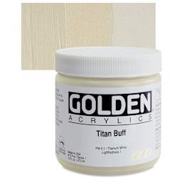 Golden Heavy Body Artist Acrylic - Titanium Buff, 16 oz Jar and swatch
