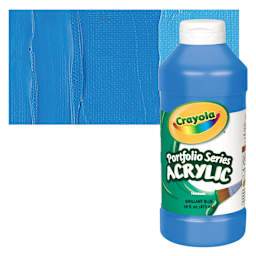 Crayola Portfolio Series Acrylic - Brilliant Blue, 16 oz bottle and swatch