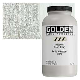 Golden Fluid Acrylic - Iridescent Pearl (Fine), 32 oz bottle and swatch