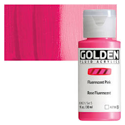 Golden Fluid Acrylic - Fluorescent Pink, 1 oz bottle and swatch