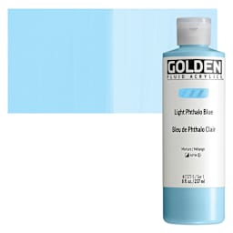 Golden Fluid Acrylic - Light Phthalo Blue, 8 oz Bottle and swatch