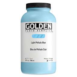 Golden Fluid Acrylic - Light Phthalo Blue, 32 oz bottle