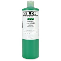 Golden Fluid Acrylics - Permanent Green Light, 16 oz bottle