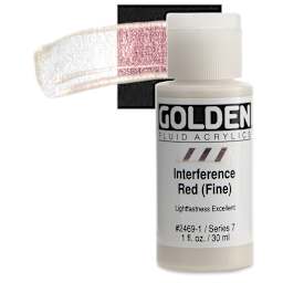 Golden Fluid Acrylic - Interference Red (Fine), 1 oz bottle and swatch