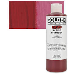 Golden Fluid Acrylic - Naphthol Red Medium, 8 oz bottle and swatch