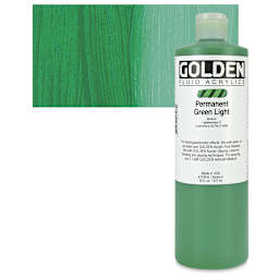 Golden Fluid Acrylic - Permanent Green Light, 16 oz bottle and swatch