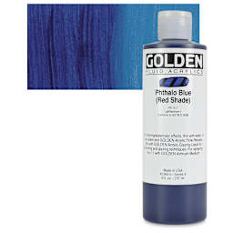 Golden Fluid Acrylic - Phthalo Blue (Red Shade), 8 oz bottle and swatch