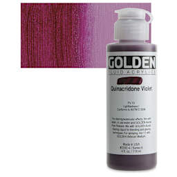 Golden Fluid Acrylic - Quinacridone Violet, 4 oz bottle and swatch